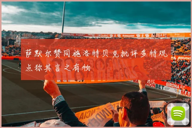 萨默尔赞同施洛特贝克批评多特观点称其言之有物